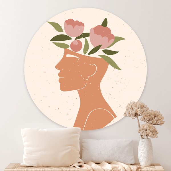 Muurcirkel Pastel Bloemen Kunst