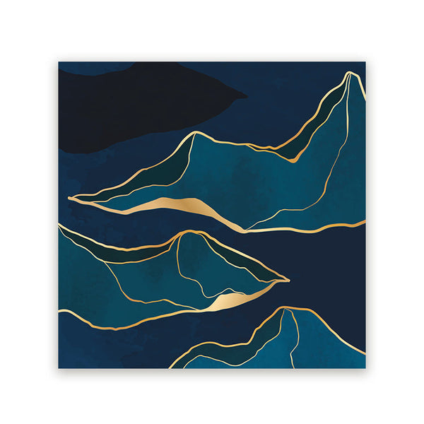 Schilderij Abstracte Bergen Blauw Goud 3