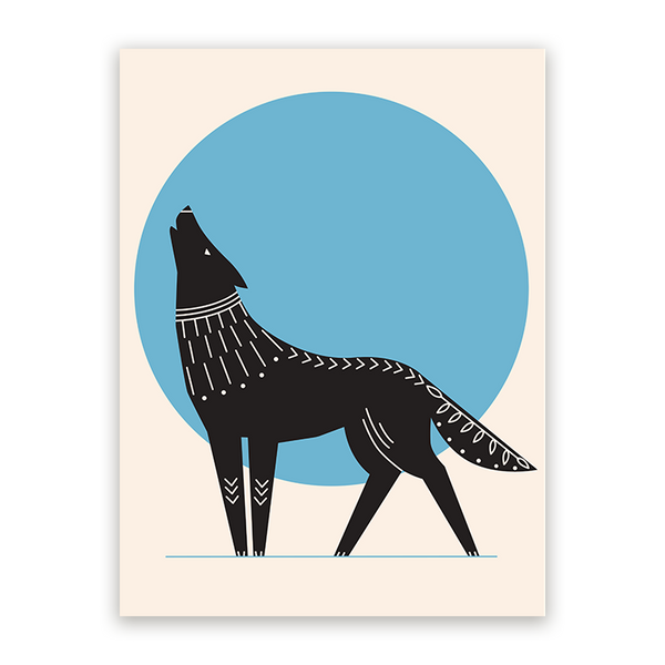 Schilderij Abstracte Wolf Blauw