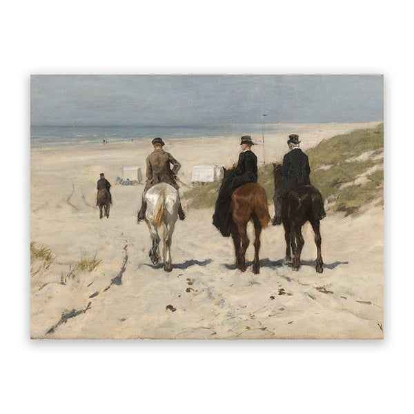 Schilderij Morgenrit aan het Strand
